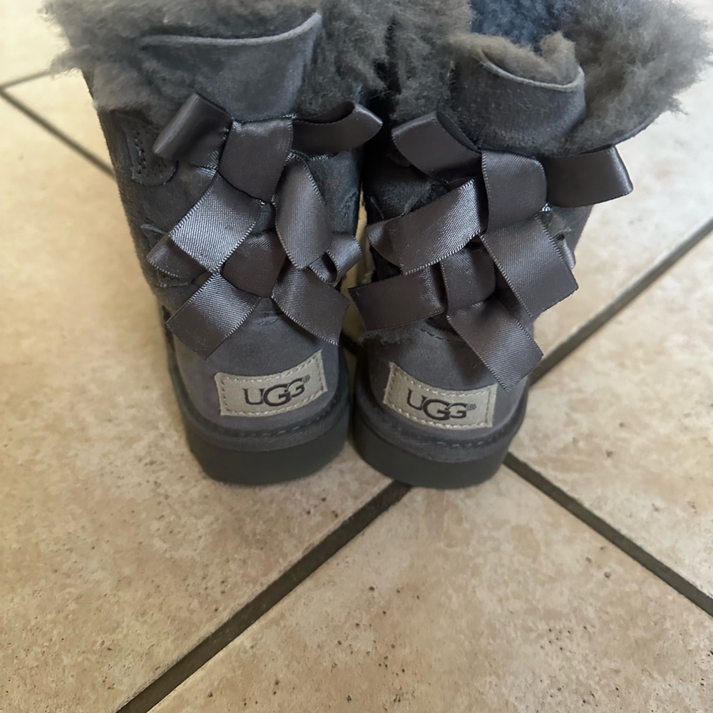 UGG Kids Gray Ribbon Boots
